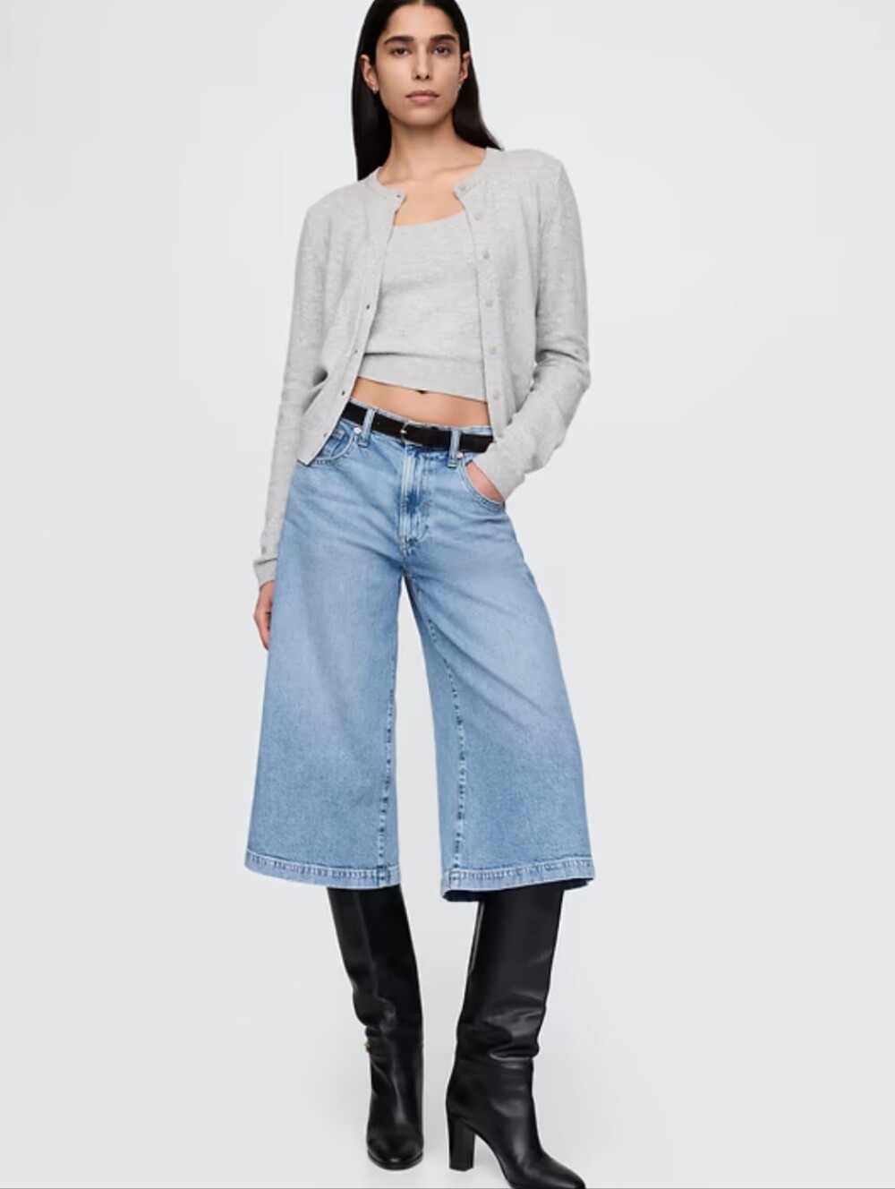 Gap Culotte High Rise Light Wash Jean Sz 26/2